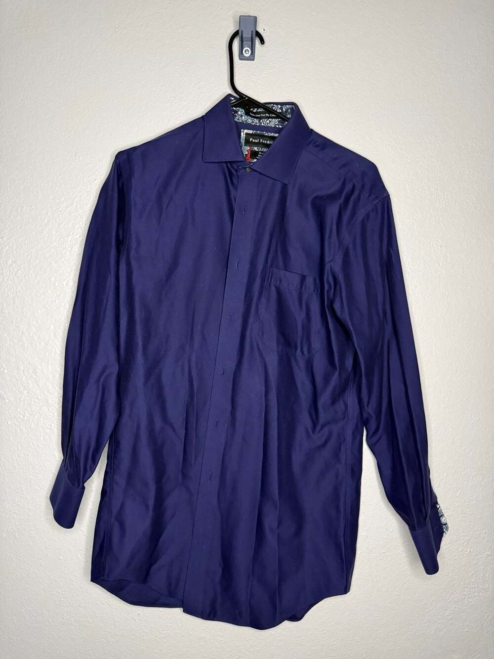 Paul Fredrick Non-Iron Two Ply Cotton Slim Fit Dress Shirt Purple 15 x 31